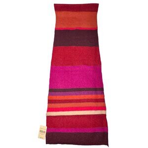 NWT Coldwater Creek 100% Wool Felt Scarf Striped Red Purple Colorblock Art Teach